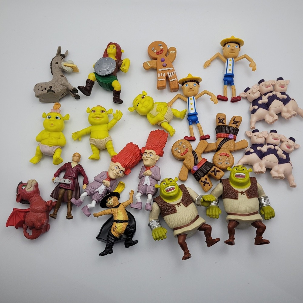 Shrek McDonalds Happy Meal Toys Action Figures Donkey Pigs Triplets Gingerbread